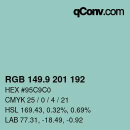 Color code: RGB 149.9 201 192 | qconv.com