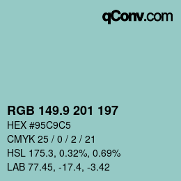 Color code: RGB 149.9 201 197 | qconv.com