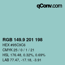 Color code: RGB 149.9 201 198 | qconv.com