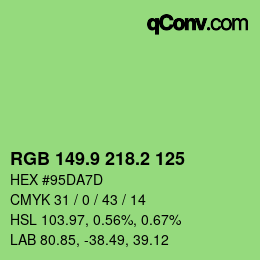 カラーコード: RGB 149.9 218.2 125 | qconv.com