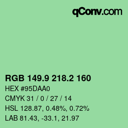 カラーコード: RGB 149.9 218.2 160 | qconv.com