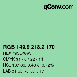 カラーコード: RGB 149.9 218.2 170 | qconv.com