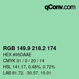 カラーコード: RGB 149.9 218.2 174 | qconv.com