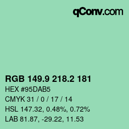 カラーコード: RGB 149.9 218.2 181 | qconv.com