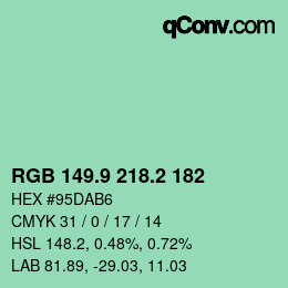 Color code: RGB 149.9 218.2 182 | qconv.com