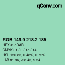カラーコード: RGB 149.9 218.2 185 | qconv.com