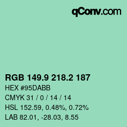 Color code: RGB 149.9 218.2 187 | qconv.com