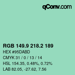 カラーコード: RGB 149.9 218.2 189 | qconv.com