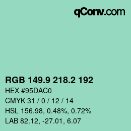 Color code: RGB 149.9 218.2 192 | qconv.com