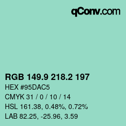 Color code: RGB 149.9 218.2 197 | qconv.com