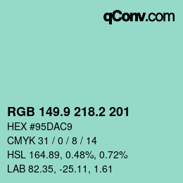 Color code: RGB 149.9 218.2 201 | qconv.com
