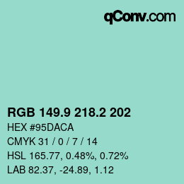 Color code: RGB 149.9 218.2 202 | qconv.com