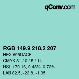 Color code: RGB 149.9 218.2 207 | qconv.com