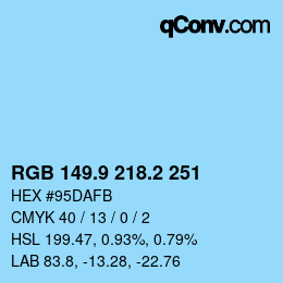 Farbcode: RGB 149.9 218.2 251 | qconv.com