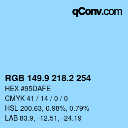 Color code: RGB 149.9 218.2 254 | qconv.com