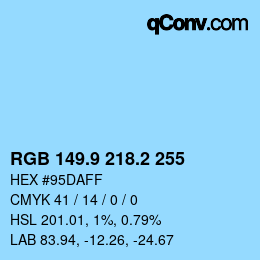 Color code: RGB 149.9 218.2 255 | qconv.com