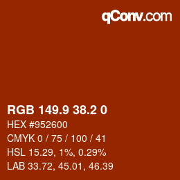Color code: RGB 149.9 38.2 0 | qconv.com