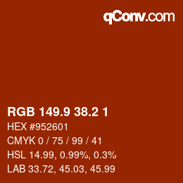 Color code: RGB 149.9 38.2 1 | qconv.com