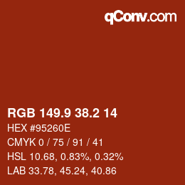 Color code: RGB 149.9 38.2 14 | qconv.com