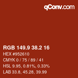 カラーコード: RGB 149.9 38.2 16 | qconv.com
