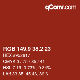 Color code: RGB 149.9 38.2 23 | qconv.com