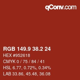 Color code: RGB 149.9 38.2 24 | qconv.com