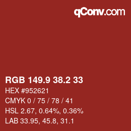 Color code: RGB 149.9 38.2 33 | qconv.com