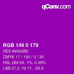 Color code: RGB 149 0 179 | qconv.com