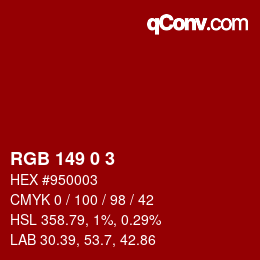 Color code: RGB 149 0 3 | qconv.com