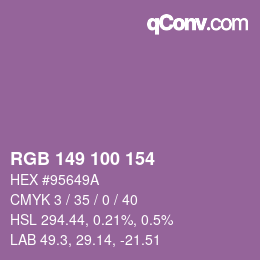 Color code: RGB 149 100 154 | qconv.com