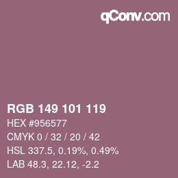 颜色代码: RGB 149 101 119 | qconv.com