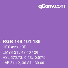 Color code: RGB 149 101 189 | qconv.com