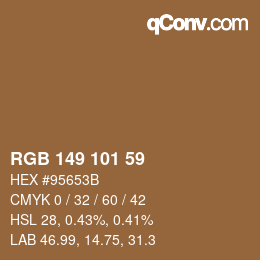 Color code: RGB 149 101 59 | qconv.com