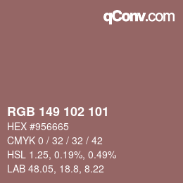 Farbcode: RGB 149 102 101 | qconv.com