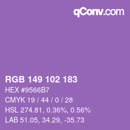 Color code: RGB 149 102 183 | qconv.com