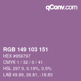 Color code: RGB 149 103 151 | qconv.com