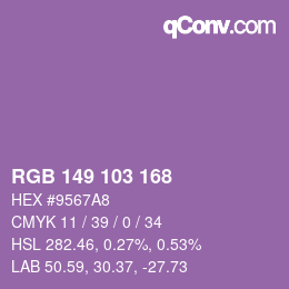 颜色代码: RGB 149 103 168 | qconv.com