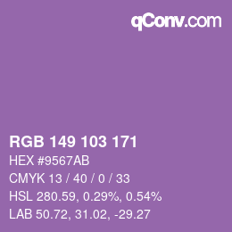 カラーコード: RGB 149 103 171 | qconv.com
