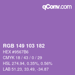 Color code: RGB 149 103 182 | qconv.com