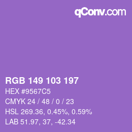 カラーコード: RGB 149 103 197 | qconv.com
