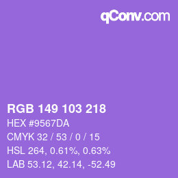颜色代码: RGB 149 103 218 | qconv.com