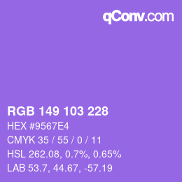 Color code: RGB 149 103 228 | qconv.com