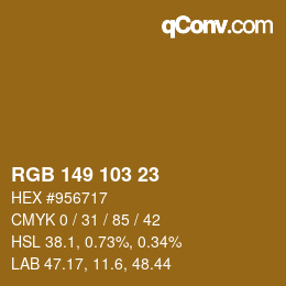Color code: RGB 149 103 23 | qconv.com