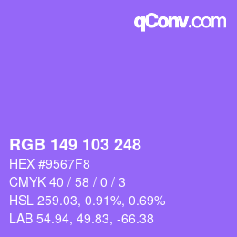 カラーコード: RGB 149 103 248 | qconv.com