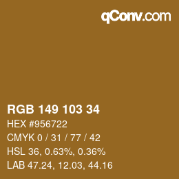 Color code: RGB 149 103 34 | qconv.com