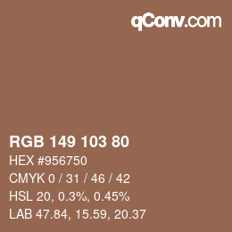 Color code: RGB 149 103 80 | qconv.com