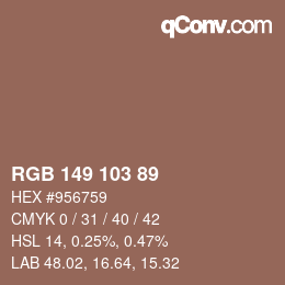 カラーコード: RGB 149 103 89 | qconv.com