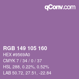 Color code: RGB 149 105 160 | qconv.com