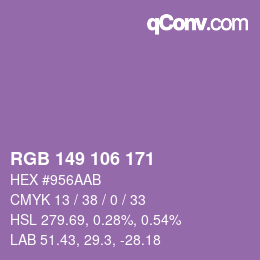 Color code: RGB 149 106 171 | qconv.com