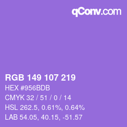 Color code: RGB 149 107 219 | qconv.com